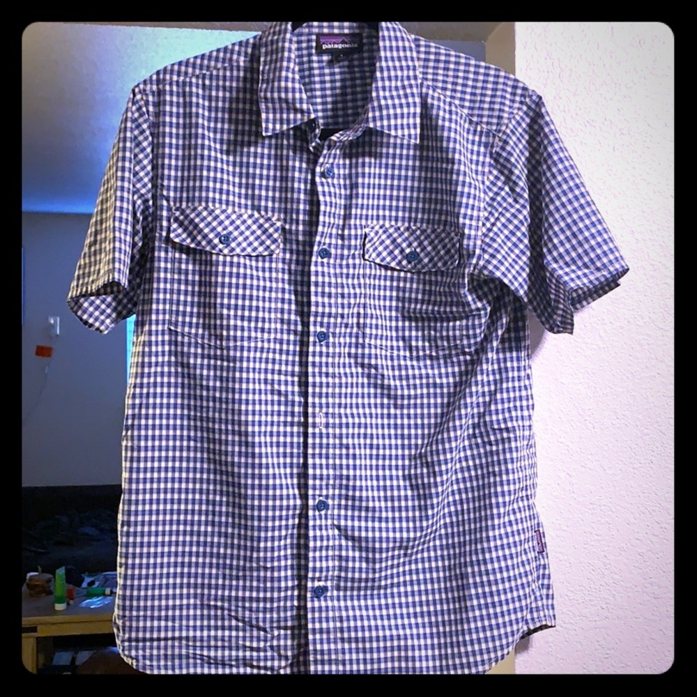 Patagonia Blue/Yellow/White Ss Buttoned Down Shirt